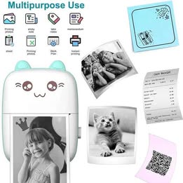Mini Impresora Portátil Térmica Recargable USB  para Niños Multiuso Bluetooth