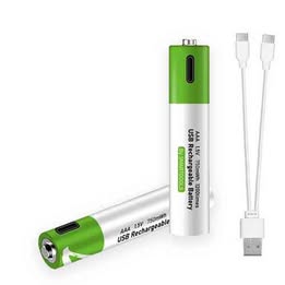 Baterías Pilas Recargables USB de Litio1.5v AAA y AA Paquete x2 Carga Rápida