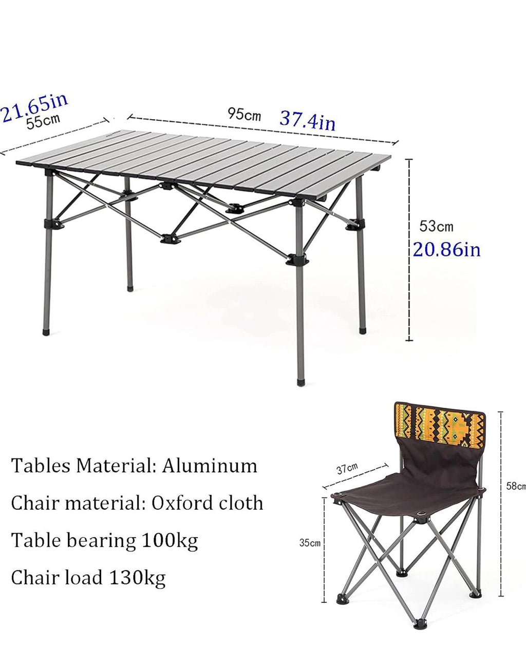 Mesa plegable para camping portátil con 6 sillas y bolso aire libre exteriores picnic comedor