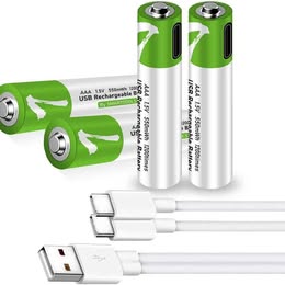 Baterías Pilas Recargables USB de Litio1.5v AAA y AA Paquete x2 Carga Rápida