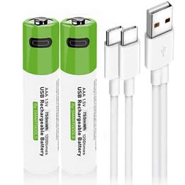 Baterías Pilas Recargables USB de Litio1.5v AAA y AA Paquete x2 Carga Rápida