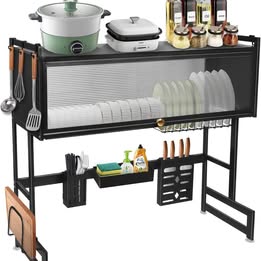Escurridor de Vajilla Platero con Puerta Magnética 3 Niveles Acero Inoxidable Fregadero Plato Ollas