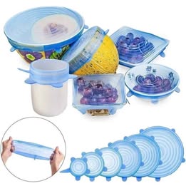 Set de 6 Tapas de Silicona Elásticas Multiuso Recipientes