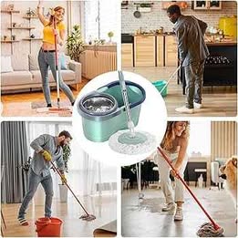 Trapeador con Escurridor Cabezal Giratorio Desmontable Limpieza Cocina Baño Sala