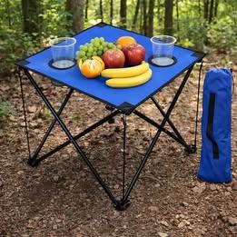 Mesa Plegable Portátil Con Porta Vasos Camping Picnic Senderismo Armado Automático Viaje