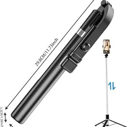 Palo Selfie y Trípode 179cm de Largo Luz LED Recargable Base Estable Control Remoto Bluetooth 4en1