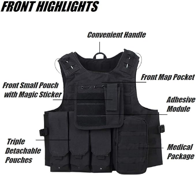 Chaleco táctico de seguridad con accesorios ajustable guardia trabajo air/soff
