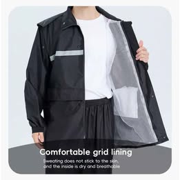 Traje Terno 100% Impermeable Cálida Superior Azul Oscuro Lluvia Frío Invierno Camping Moto Trabajo