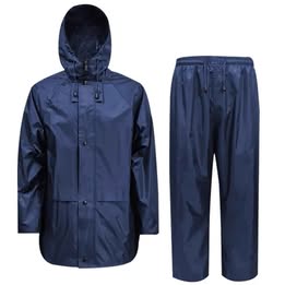 Traje Terno 100% Impermeable Cálida Superior Azul Oscuro Lluvia Frío Invierno Camping Moto Trabajo
