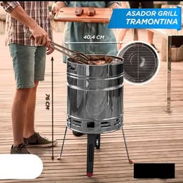 Parrilla Asador Tubular Tramontina Acero Inoxidable Picnic Barbacoa Terraza Aire libre