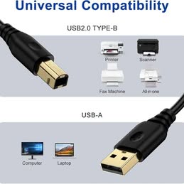 Cable Universal USB a USB.A Impresora Audio Oficina Trabajo Estudio Computadora PC Laptop Sonido