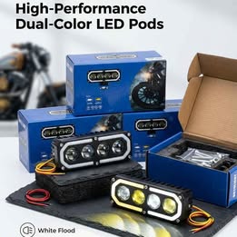 Neblineros Barra Foco luz Faro Led 60w  Luz Blanca y Amarilla para Moto Carro Auto 4 Lentes 12v-24v