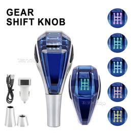 Pomo de Palanca de Cambios de Cristal con Iluminación LED Con Sensor RGB Táctil 7 Colores Auto Carro