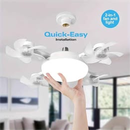 Ventilador de Techo con Luz LED Silencioso, 3 Velocidades y Aspas Retráctiles con Control Remoto