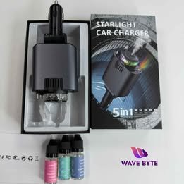 Cargador de Auto Carro Multifunción LED Starlight Aromatizante Ambiental CargaRapida USB V8 TipoC