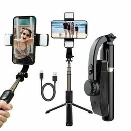 Estabilizador Profesional automático 360 luz led recargable iPhone/android videos grabación viajes
