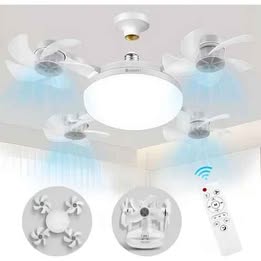 Ventilador de Techo con Luz LED Silencioso, 3 Velocidades y Aspas Retráctiles con Control Remoto