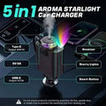 Cargador de Auto Carro Multifunción LED Starlight Aromatizante Ambiental CargaRapida USB V8 TipoC