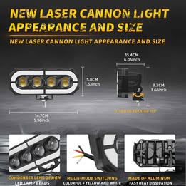 Neblineros Barra Foco luz Faro Led 60w  Luz Blanca y Amarilla para Moto Carro Auto 4 Lentes 12v-24v
