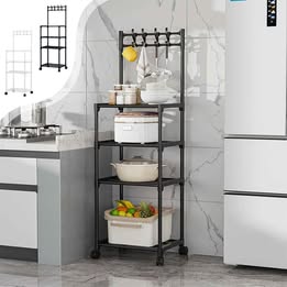 Estante Organizador de Cocina con 4 Niveles y Ruedas Portable Multiuso Hogar