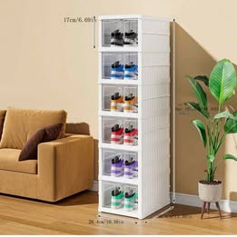 Estante Zapatera Organizador Cajones Transparente Plegable Desarmable Portátil 6 Niveles 106x26x35cm