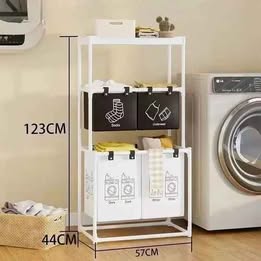 Organizador de Ropa Multiuso para Lavadora de 3 Niveles con Bolsas Removibles 123x57x44cm