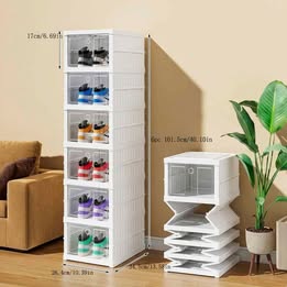 Estante Zapatera Organizador Cajones Transparente Plegable Desarmable Portátil 6 Niveles 106x26x35cm
