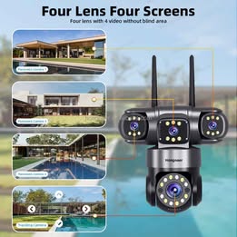 Cámara de Seguridad Inteligente Wifi 4G Exterior 3 Lentes Visión Nocturna 360°