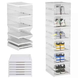 Estante Zapatera Organizador Cajones Transparente Plegable Desarmable Portátil 6 Niveles 106x26x35cm