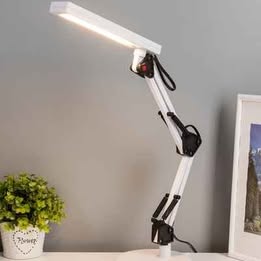 Lámpara de Escritorio LED Blanca Brazo Articulado Ajustable con Base Estudio Arquitecto Laboratorio