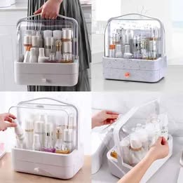 Organizador de Maquillaje y Cosméticos Portátil MultiusoTransparente y Cajón Belleza Make Up 35x22cm