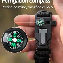 Pulsera Manilla Táctica de Supervivencia Multifuncion Emergencia con Brújula Camping Senderismo
