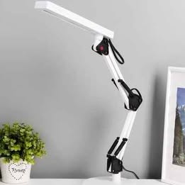 Lámpara de Escritorio LED Blanca Brazo Articulado Ajustable con Base Estudio Arquitecto Laboratorio