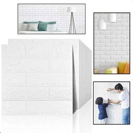 Panel 3D Ladrillo Blanco para Decorar Pared Tipo Azulejo de Espuma Impermeable