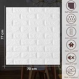 Panel 3D Ladrillo Blanco para Decorar Pared Tipo Azulejo de Espuma Impermeable