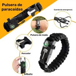 Pulsera Manilla Táctica de Supervivencia Multifuncion Emergencia con Brújula Camping Senderismo
