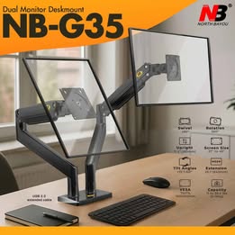 Soporte Ergonómico para 2 Monitores Con Brazos Movibles Compatible de 22" a 32" Soporta de 2Kga12kg