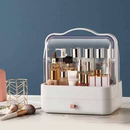Organizador de Maquillaje y Cosméticos Portátil MultiusoTransparente y Cajón Belleza Make Up 35x22cm