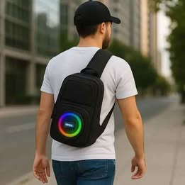 Mochila Bolso Con Parlante Altavoz Integrado Impermeable Morral Luces LED  RGB 10W Bluetooth