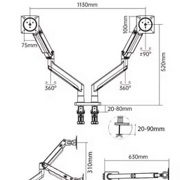 Soporte Ergonómico para 2 Monitores Con Brazos Movibles Compatible de 22" a 32" Soporta de 2Kga12kg