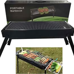 Parrilla para Barbacoa de Carbón Acero Inoxidable Portátil Picnic Camping Patio