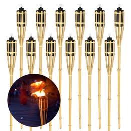Antorcha de Bambú para Jardín 120cm Farol  Decoración Fiestas Iluminación Exterior