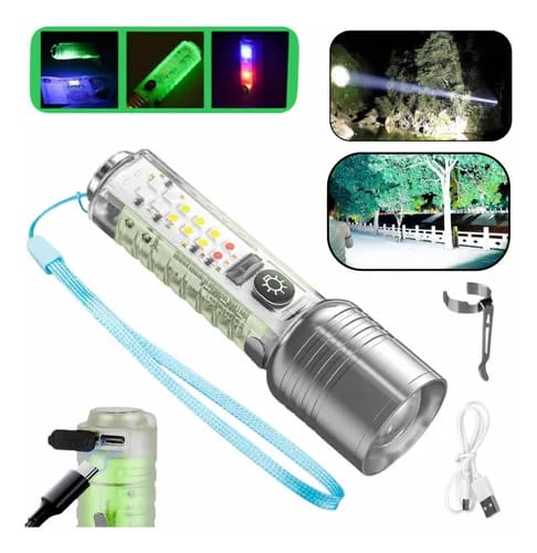 Linterna Táctica LED 50W 8 Modos Recargable  Magnética USB Multiuso Cámping Noche Oscuridad Luz