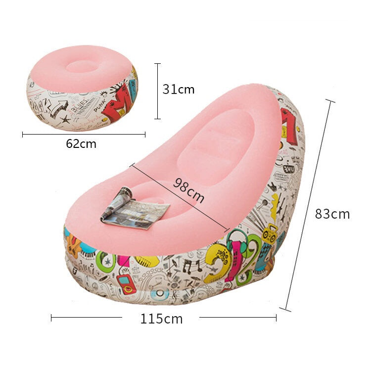 Sofá sillón inflable con banco descanso sala star dormitorio peluquería aire libre exterior interior