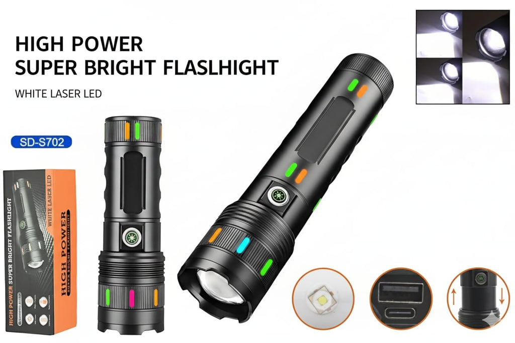 Linterna Táctica LED Profesional Multifuncional Impermeable Recargable Zoom Camping Noche Oscuridad