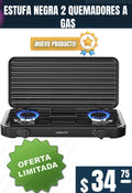 COCINA ESTUFA NEGRA 2 QUEMADORES A GAS  NUEVO MODELO OFERTA LIMITADA