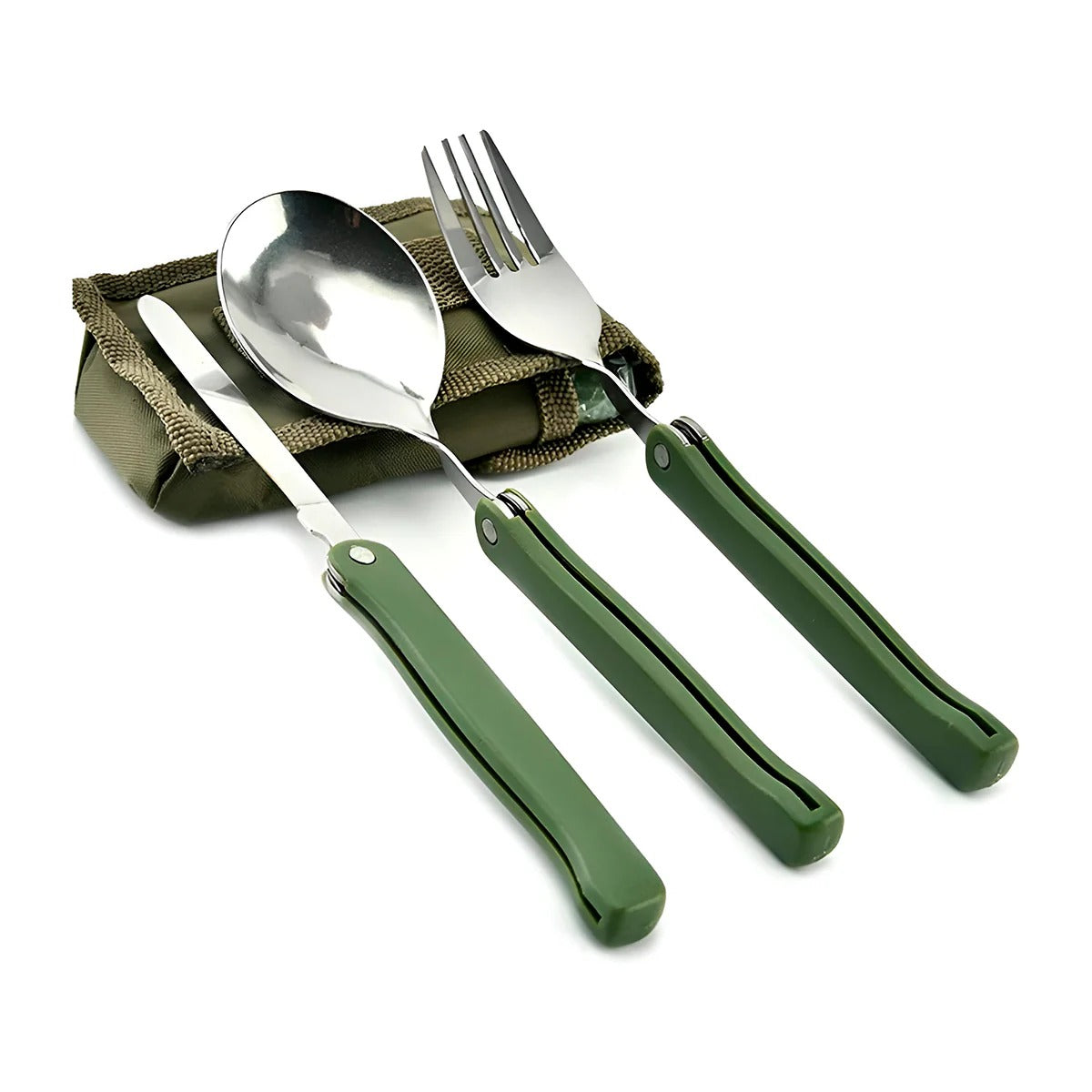 KIT CUBIERTOS PLEGABLES TÁCTICOS MULTIFUNCIONALES CON ESTUCHE SUPERVIVENCIA