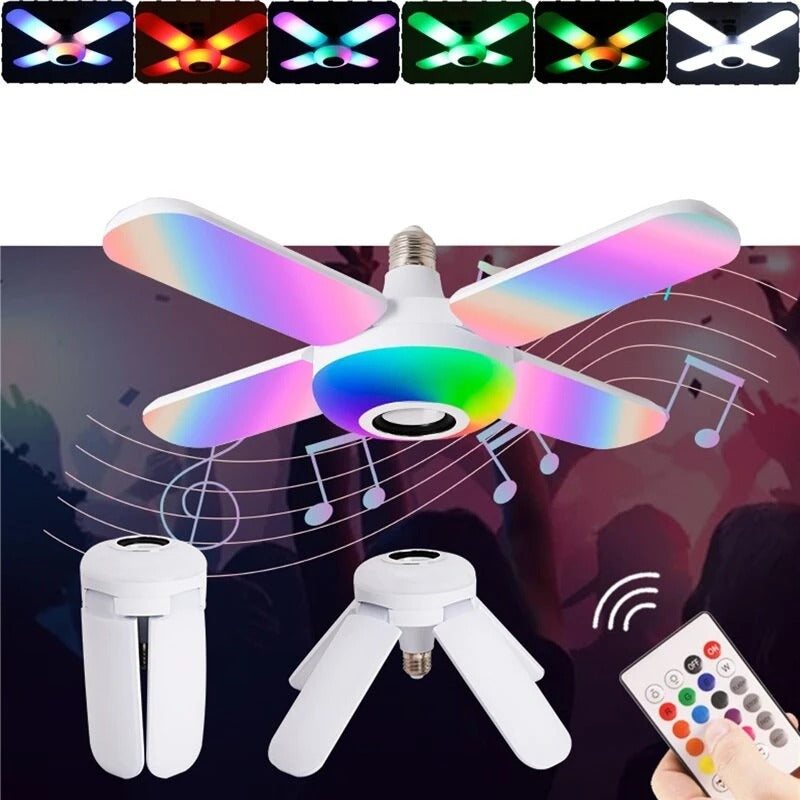 Foco Smart Bluetooth RGB luces colores control remoto música iluminación fiesta ventilador