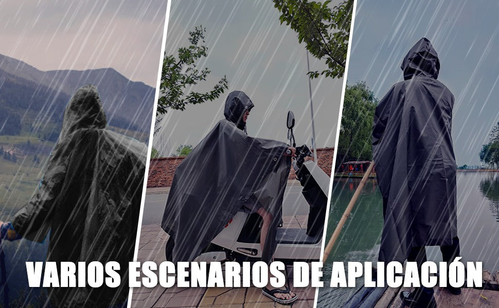 Poncho/Chubasquero Impermeable con Capucha para Lluvia Motorizado Invierno Trabajo Senderismo