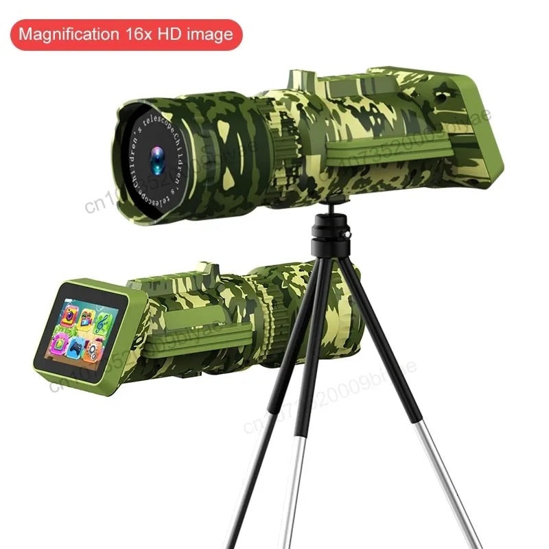 Cámara Telescópica Binocular 16xHD Camuflaje Militar 2000m 16GB Pedestal Fotos Videos Camping Viaje
